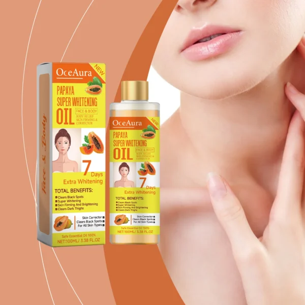 OCEAURA Papaya Super Whitening Oil Face & Body Moisturizer Nourishing Whitening Body Oil Body MassageSkin Papaya Oil 3.38 oz - Image 2