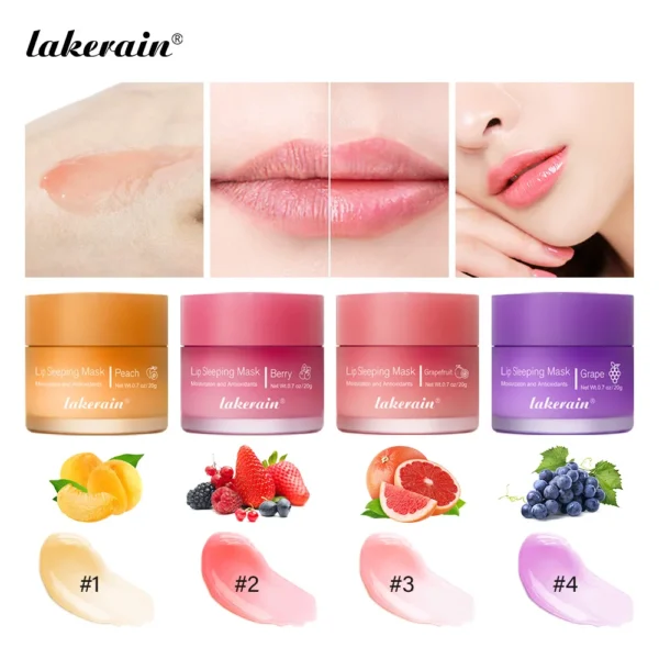 lakerain 4-color Sleep Lip Mask reduces lip lines, removes dead skin and naturally enhances complexion moisturizes and hydrates