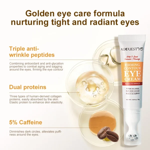 Peptide Anti Dark Circle Eye Cream Eye Bags Caffeine Anti-Wrinkle Massage Fine Lines Firm Whitening Cream Eyes Skin Care Beauty - Image 6