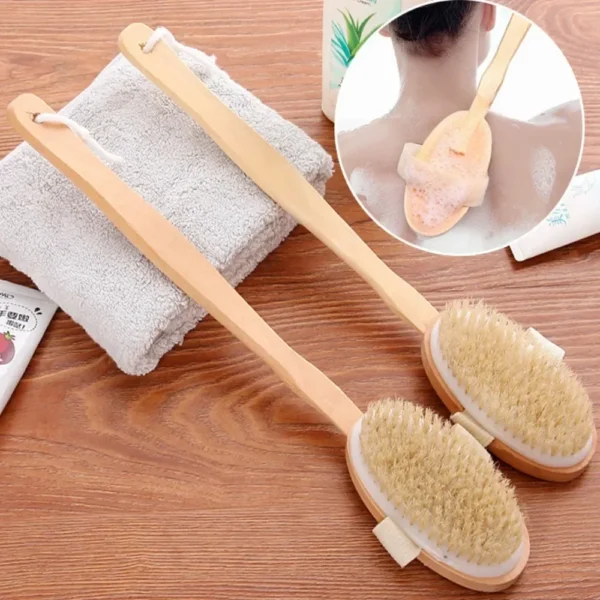 1Pc Wooden Detachable Long Handle Shower Body Brush Bathroom Wash Brushes Bathing Massager Back Exfoliating Brush Bath Tools - Image 4