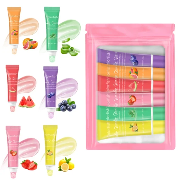 6PCS lip oil set 15ml high water supplement deep moisturizing lip gel lipstick set mothers gift party festival gift