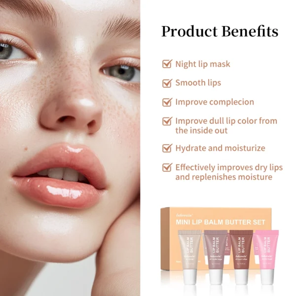 Summer Butter Mini Lip Balm Travel Kit Buttery Moisturizing Tinted Lip Balm Watery Multi-color Lipstick For All Skin Types - Image 4