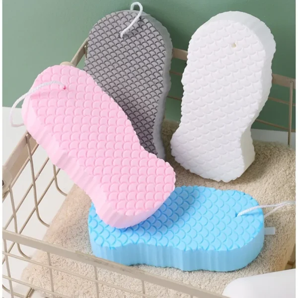 3D Bath Sponge Body Scrubber Exfoliating Fish Scale Soft & Painless Body Care Brush Cleanser Bathroom Shower Supplies for Aadult