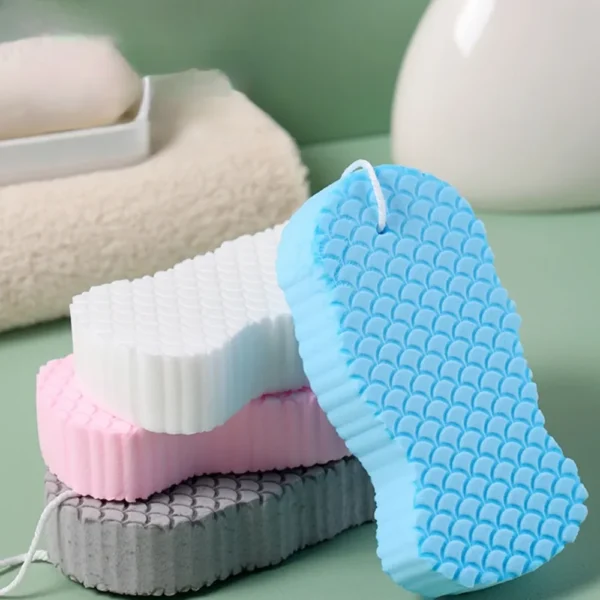 3D Bath Sponge Body Scrubber Exfoliating Fish Scale Soft & Painless Body Care Brush Cleanser Bathroom Shower Supplies for Aadult - Image 2